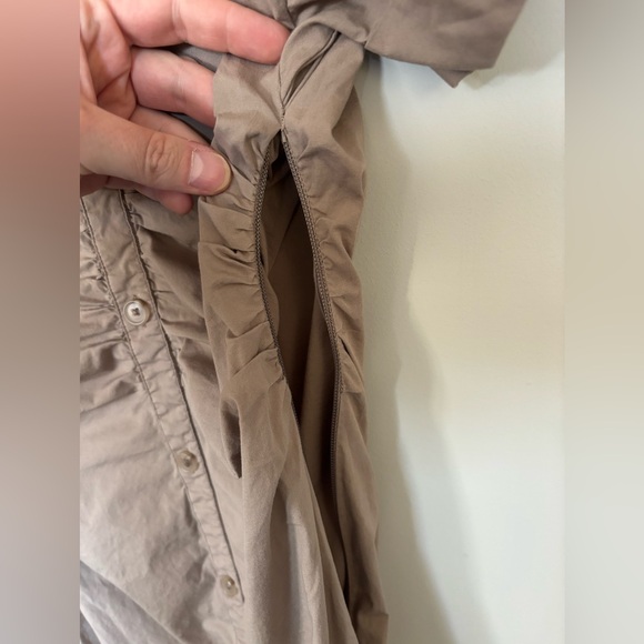 Saunders x RTR Beige and Orange Ruched Midi Dress - Picture 7 of 11